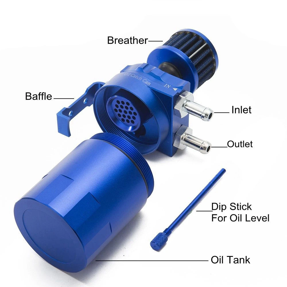 Маслоуловитель 300 мл алюминиевый высокополированный компактный резервный бак с перегородкой для дренажа двойным универсальным
