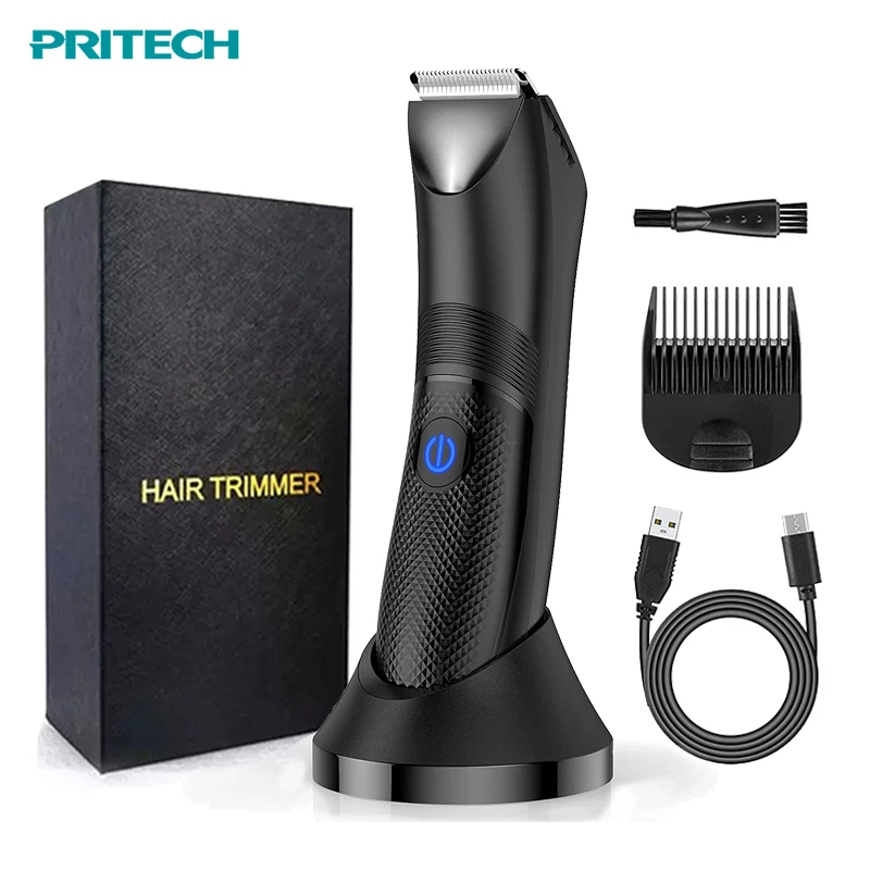PRITECH New Design Ceramic Cutter Safe Electric Body Hair Shaver Waterproof Groin Trimmer Pubic Hair Trimmer for Men