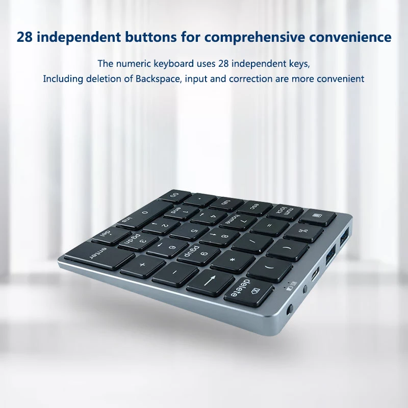 28キーデジタルアルミ合金USB 3.0ワイヤレスポータブルキーボード用