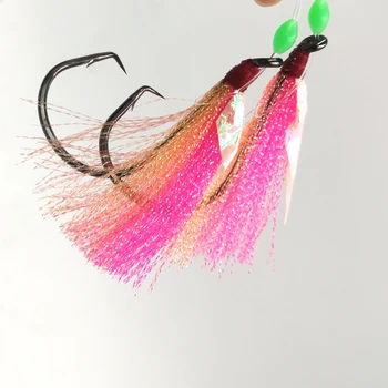 Alpha Customized  Big size Sport circle hook 10/0 Fishing Flasher Rig with lumo fish skirt