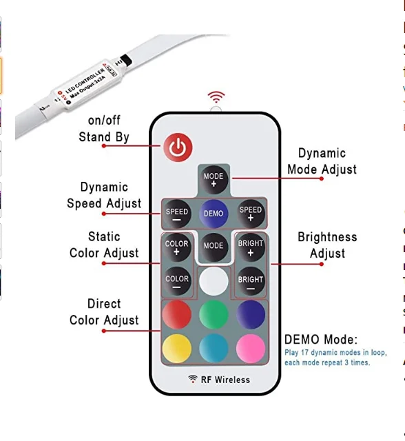 Led Strip Lights 6.56ft for 40-60in TV USB Backlight Kit with Remote-16 Color 5050 Waterproof 5V Led TV Lights