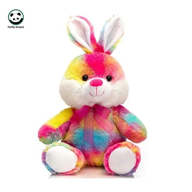 China manufacturer rainbow Easter Bunny Stuffed Colorful Rabbit Animals Soft Plush Toy Valentine's Day gift