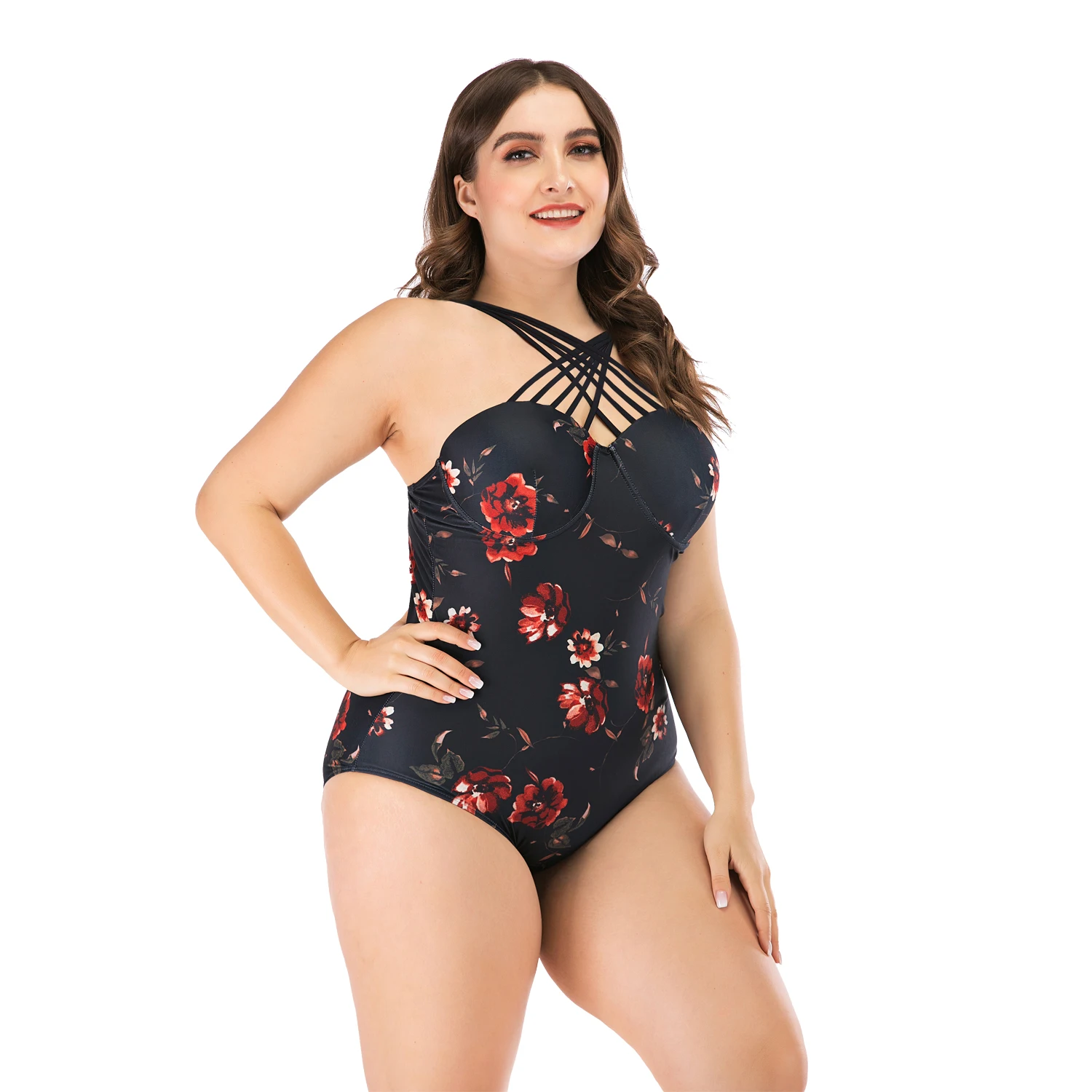 L XL XXL XXXL Plus Size Verão Vermelho CONJUNTO De BIQUÍNI Cintura Alta  Estofamento Maiôs Sexy Fino Maiô Mulheres Swimwear XSY41420R De $106,14