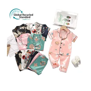 Cute Design Kids Sleepwear Short Sleeve Summer Girls Pajama Sets