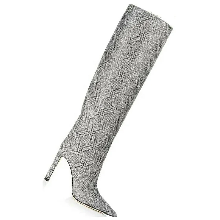 OED OEM Изготовленные на заказ из микрофибры кожаные сексуальные женские туфли 2020 с острым носком до середины икры на шпильке женские сапоги на высоком каблуке