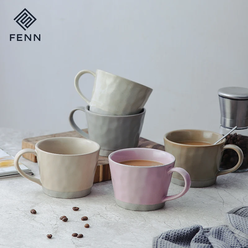 FENN wholesale ceramic mug custom vintage style hand-kneaded stoneware mug speckled seasome ceramic coffee cup gifts mug