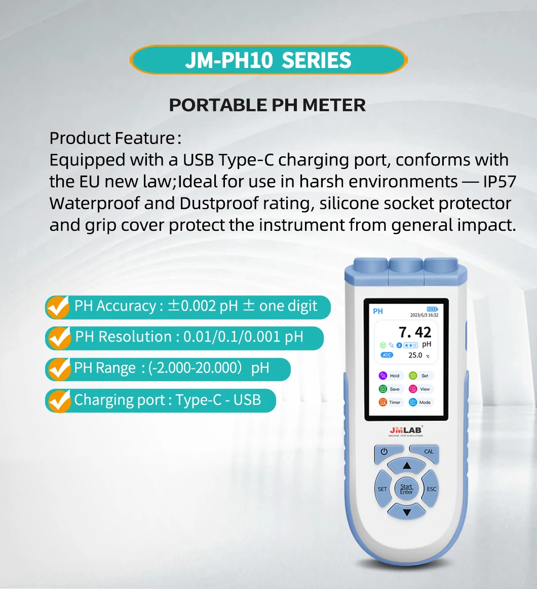JM-PH10 Digital Ph Meter for Laboratory Temperature Range -10.0 -135.0 ...