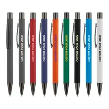 Commercial Office Supplies Promotional Gifts Rubber Coated Soft Touch Pen with Custom Logo Metal Engraving