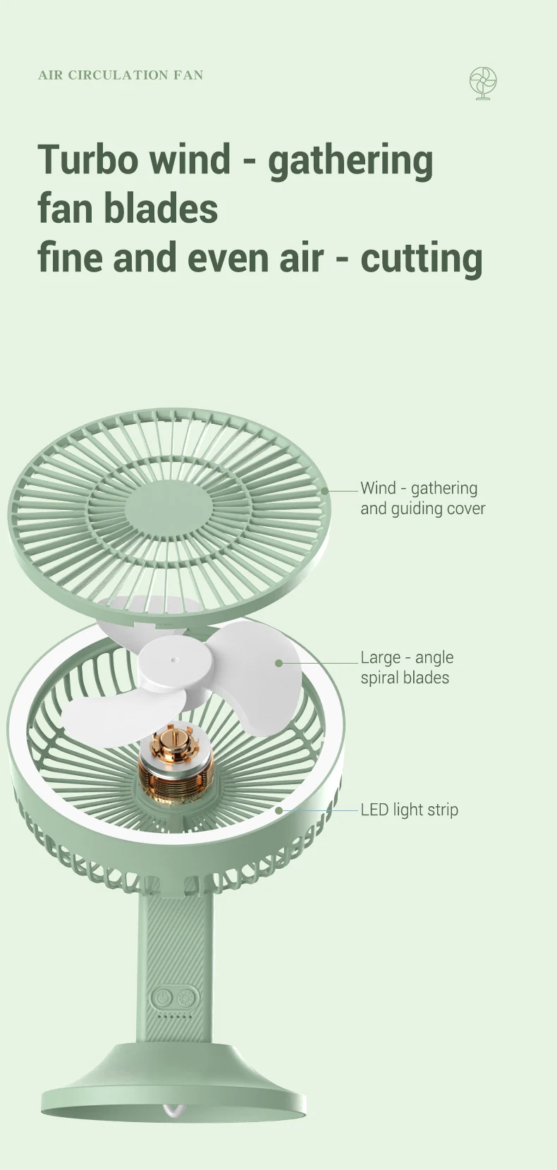 product 2025 3 in1 desktop table fan remote control rechargeable ceiling fan mini ventilador with led light hanging handheld fan-5