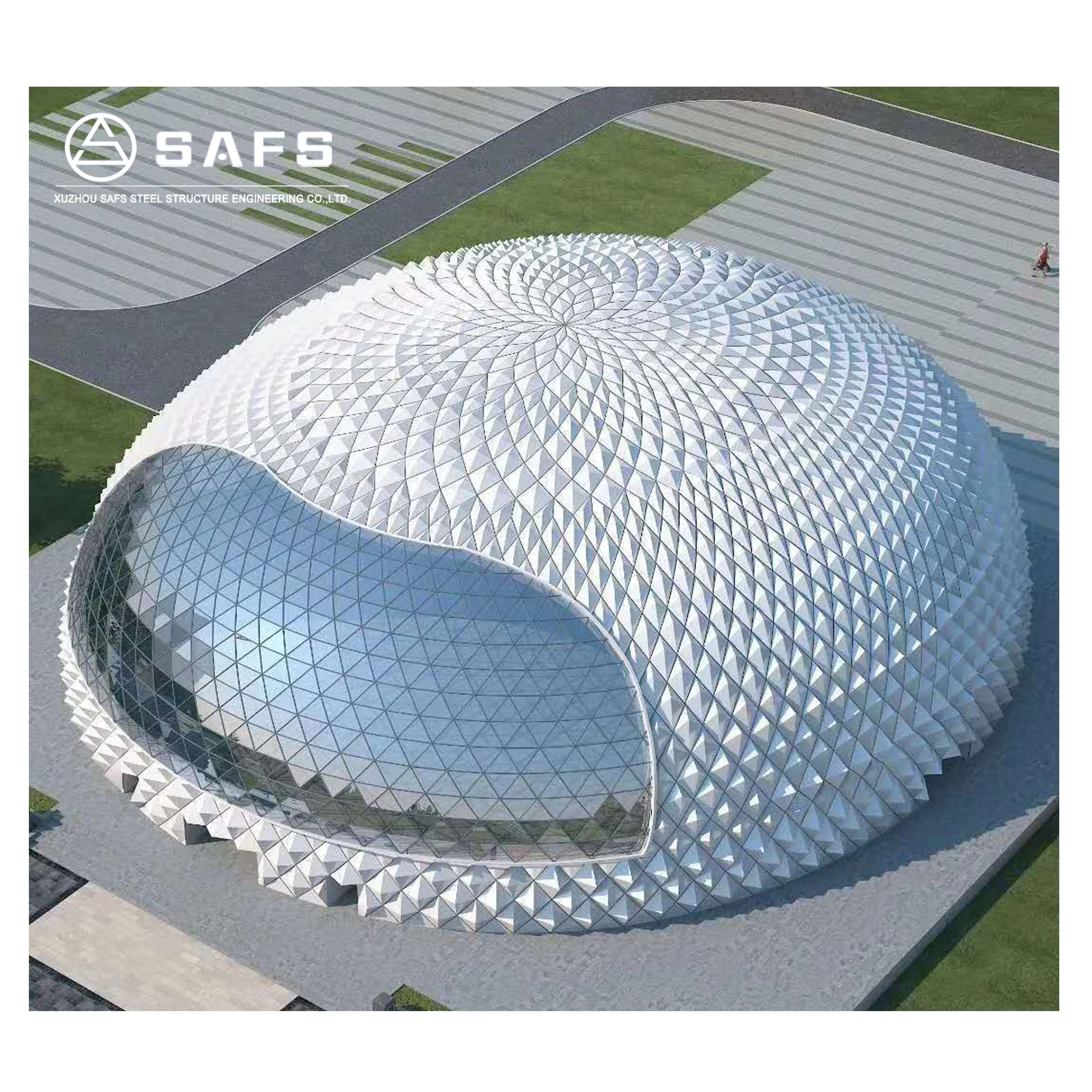 Steel Structure Mall Circular Dome Glass Roof Building Design