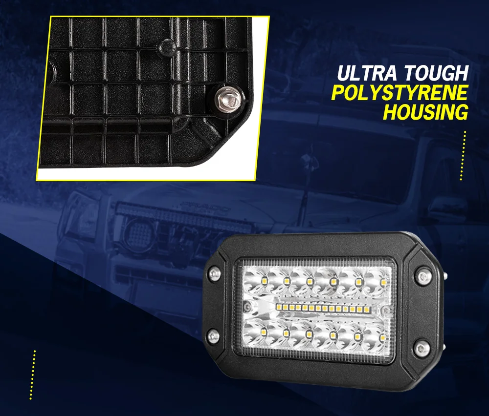 Fieryred Flush Mount 12v 13w 6 Inch Retangular Led Work Light Bar