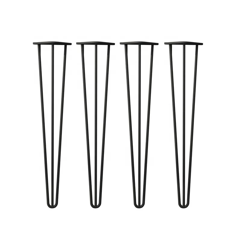 Factory Cheap Price 34 Inch 3 Rod Industrial Iron Metal Hairpin Table Legs  Desk Dining Legs Hair Pin Legs