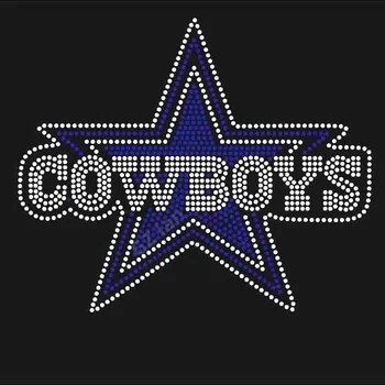 Cowboys Custom Rhinestones Transfer Strass USA Dallas NFL Star Football Motif Hot-fix Iron On Rhinestone Transfer