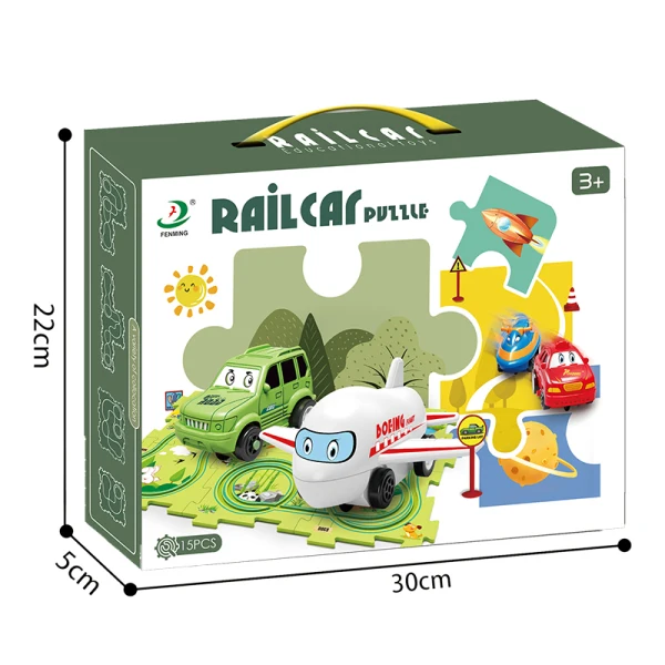 Kids Diy Rail Car Puzzle Cartoon Mini Electric Rail Car Toy Plastic