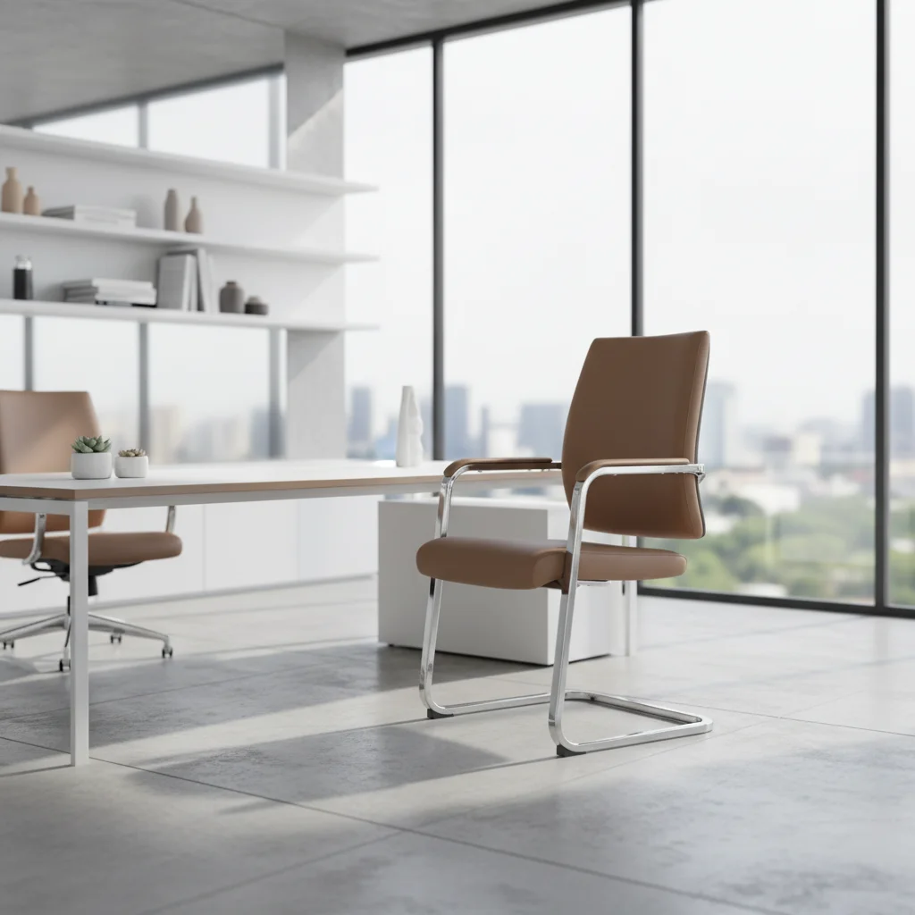 Modern Ergonomic Adjustable Height Executive Frame PVC Leather Task Chair 4