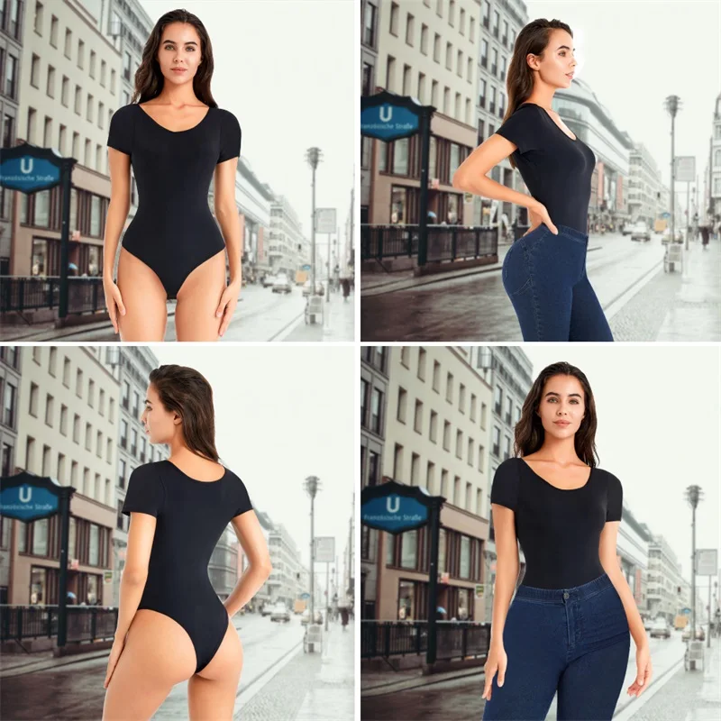 Wholesale Women Plus Size Full Body Shoulder Tummy Control Shaper Underwear Seamless Waist Trainer Thong Bodysuit Shapewear factory