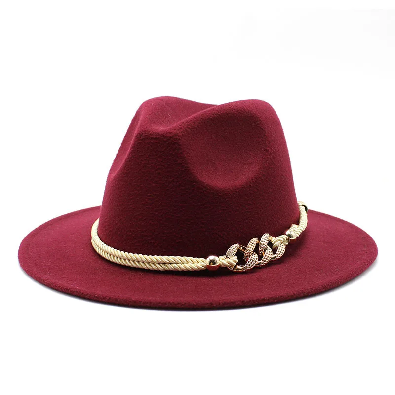 Classic Chain Elegant Ladies Solid Woolen Party Jazz Vintage  display picture 3