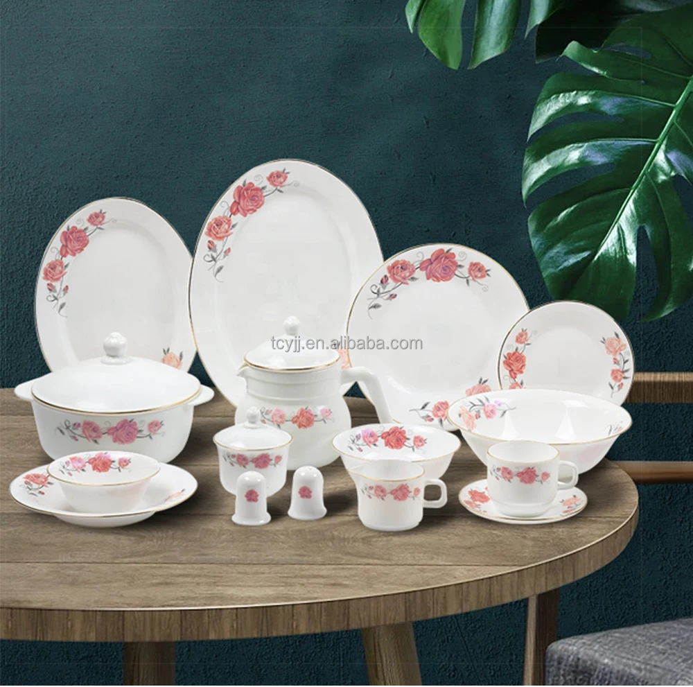 Luxury All Printed White Opal Glass Dinner Bowl And Plate Set Glassware ...