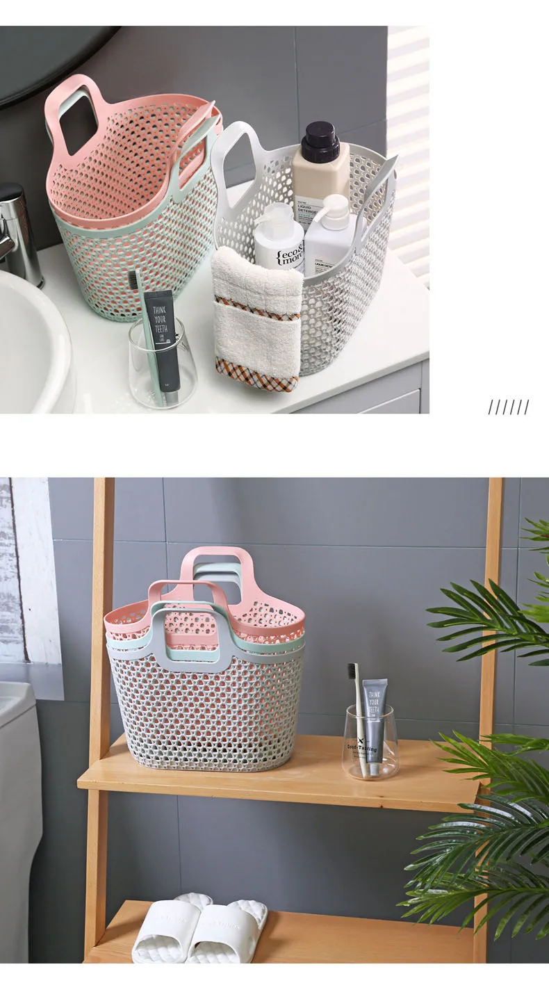 Soft hand carrying basket Japanese style Nordic style basket Plastic washing basket Bathroom supplier