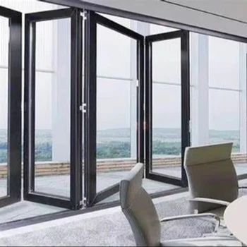 Modern Designed Aluminum & Glass Accordion Doors for Exterior Application Finished with Thermal Insulation Feature