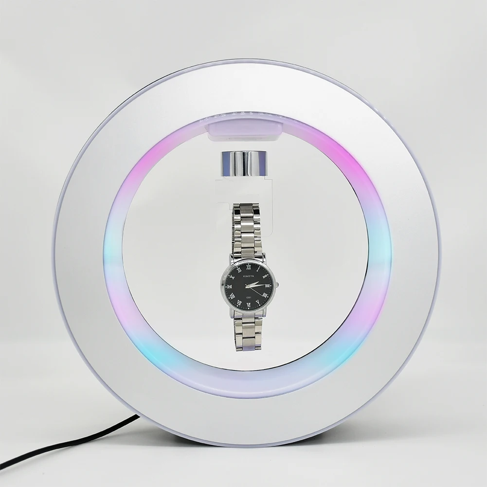 Unique Magnetic Levitating Floating Rotating Display Racks Levitating Watch Stand Display with Led Light