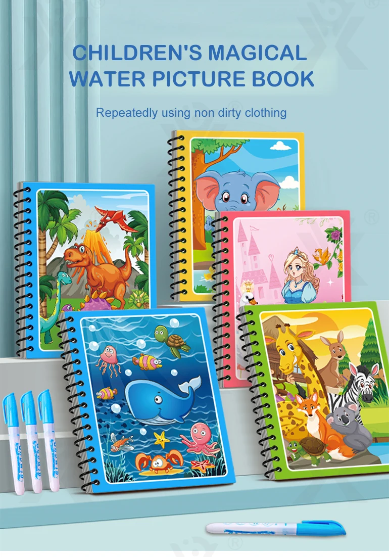 Chengji water color painting book drawing toy kids educational reusable sea world cartoon animal water painting book