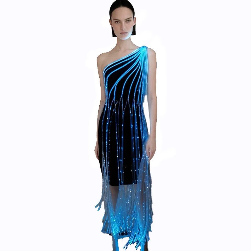 Colorful Glowing Fiber Optic Dress LED Color-Changing Remote Control Great Costume for Dance Performance or Event Ballet Tutu Colorful Glowing Fiber Optic Dress LED Color-Changing Remote Control Great Costume for Dance Performance or Event Ballet Tutu