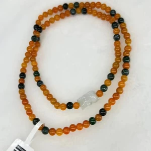 Wholesale Natural Orange Jade Bead Bracelet, Women's Fashion Style Elastic Rope Multi-layer Bracelet