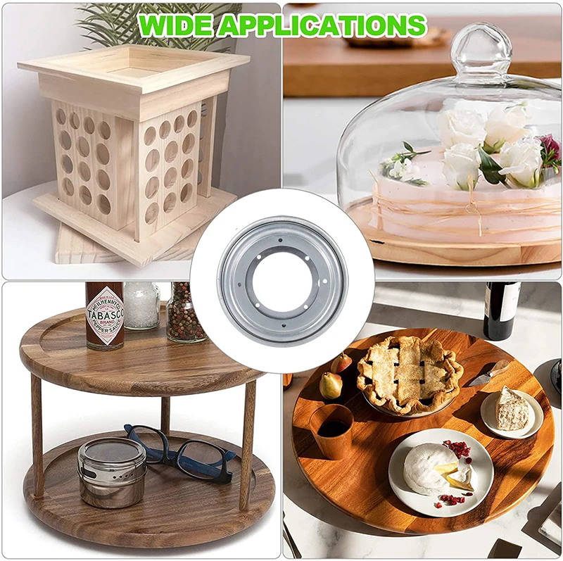 thumbnail image 2 of 8 Inch Heavy Duty Lazy Susan Turntable Organizer - Steel Ball Bearing, Holds 75lbs 2 of 14