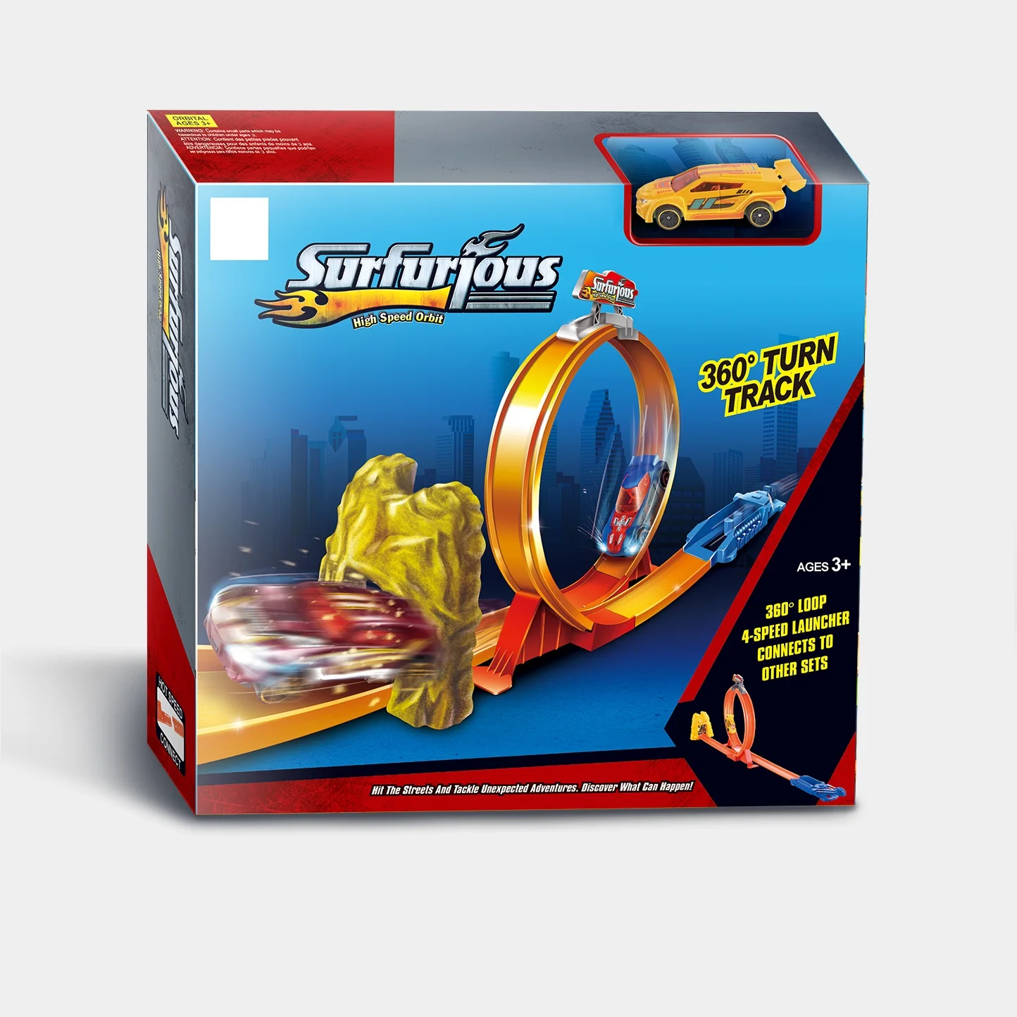 Track Racer Toy For Kids Slot Car Race Track Toy With 360 Degree Turn