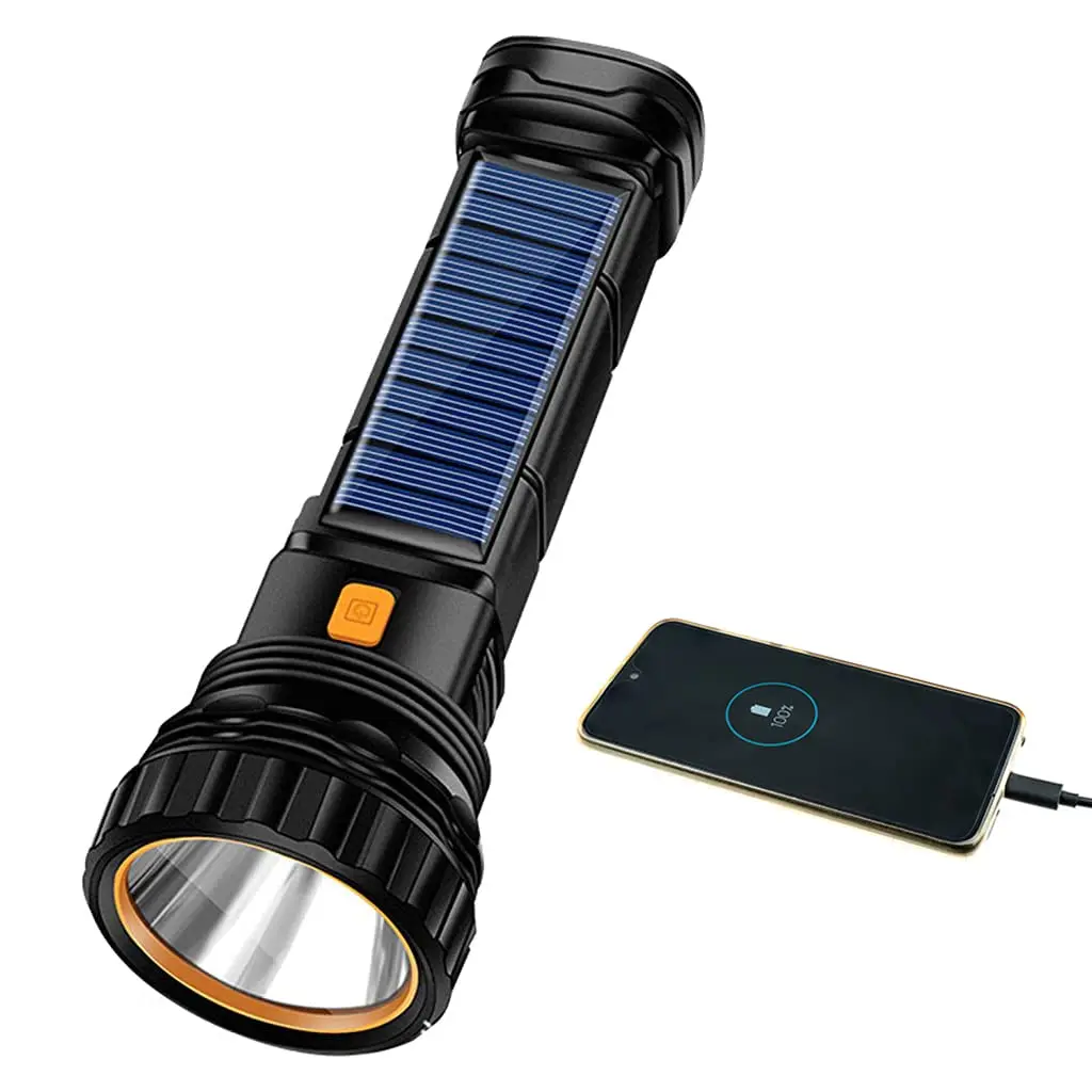 Super Bright USB Solar Rechargeable LED Power Bank Torch New Arrival Portable Camping Light for Outdoor