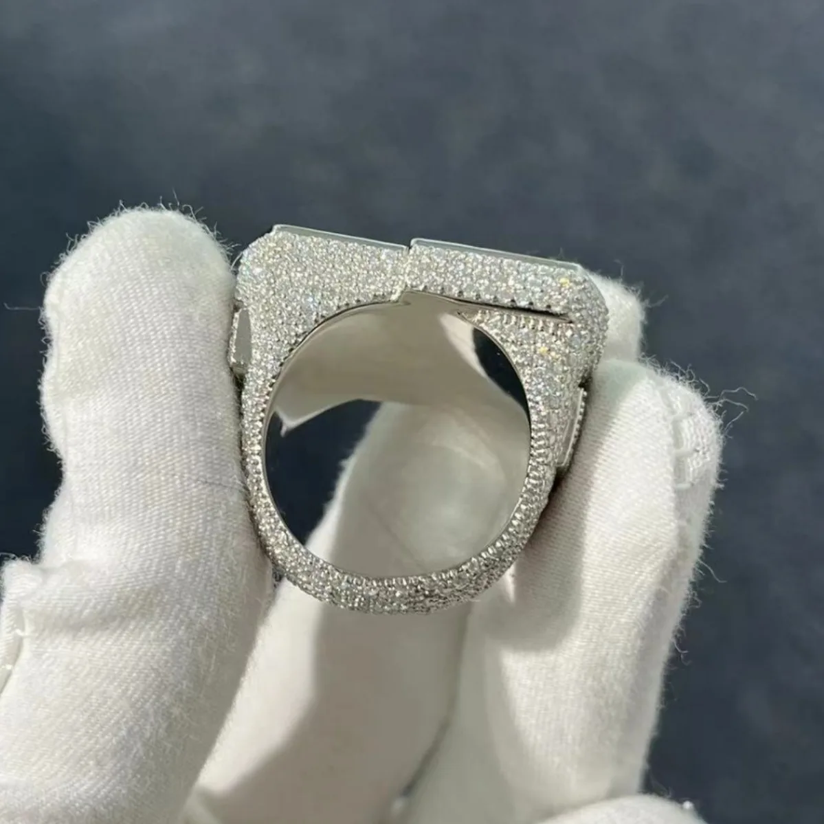 Hip Hop S925 Sterling Silver Punk Fashion Alphanumeric Personality Ring for Men Custom Moissanite Set
