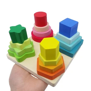 EPT Wooden Shapes Sorter Toys Kids Montessori Early Education Block Wood Toys for 36 Months Baby