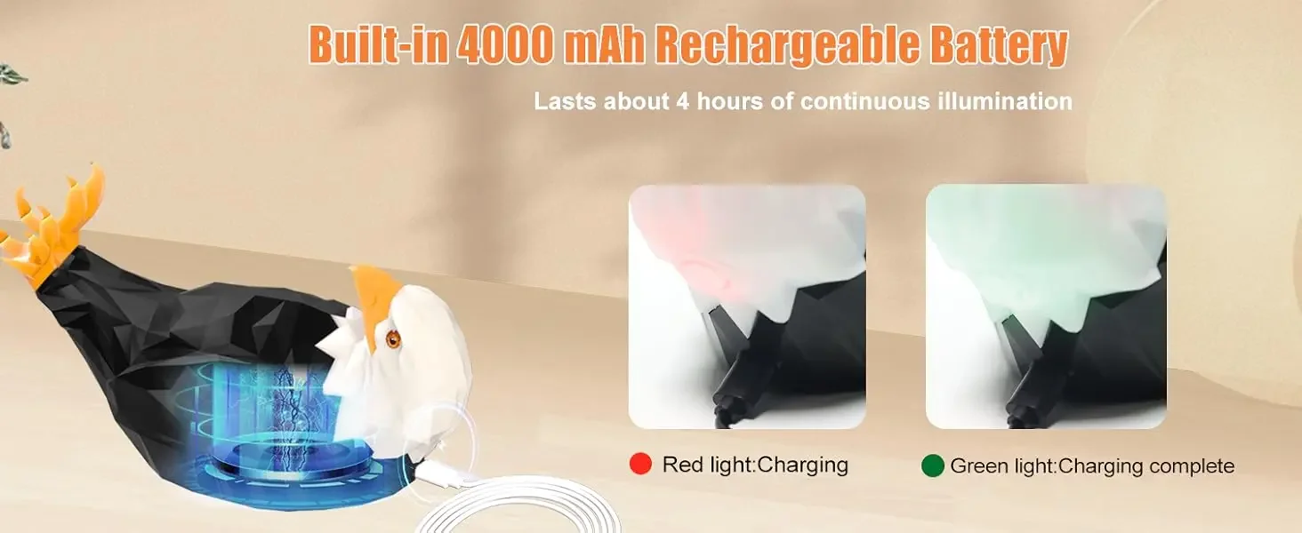 3D Bald Eagle Wall Lamp with Remote Control USB Charging Indoors Atmosphere Lamp Light LED Projector Wings of Light Novelty Gift