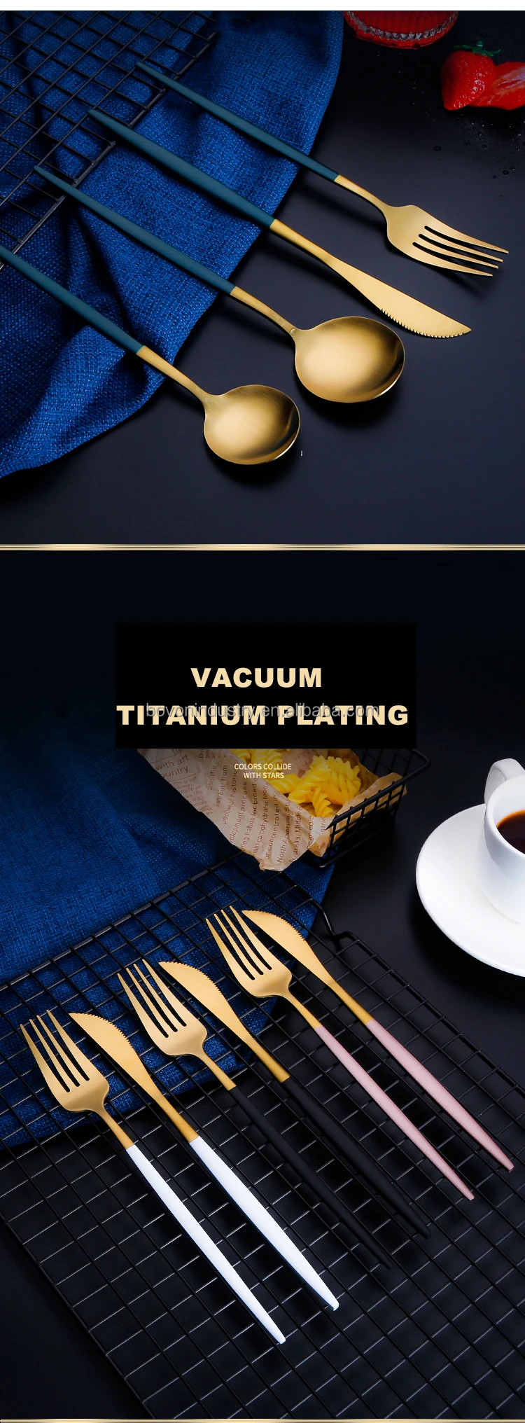 Portugal Stainless Steel Matte Golden Metal Gift Bulk Flatware Gold