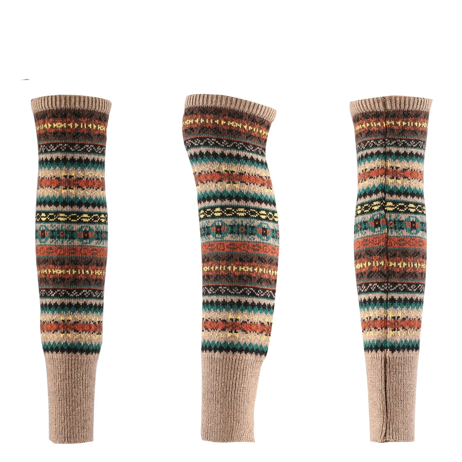 Wholesale Bohemian Knitted Warmer Boot Cuffs Winter Extra Long Thigh High Wool Leg Warmers for Women Girls