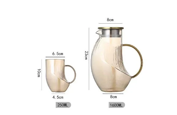 Glass Pitcher Hot/cold Water Jug Iced Tea Juice Beverage Carafe 1.6l ...