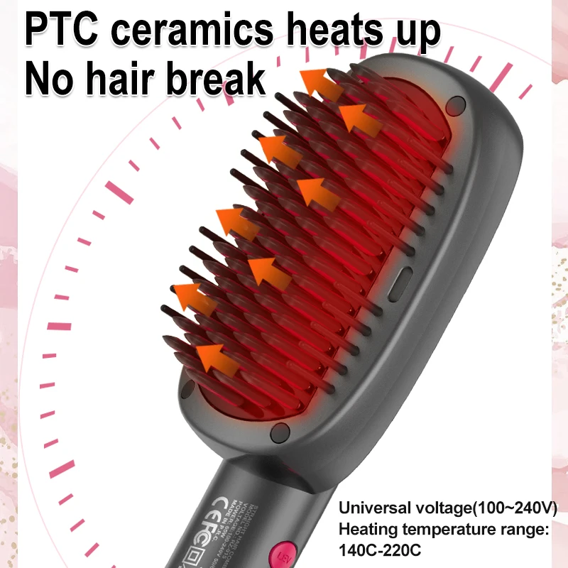 Bronson professional hair straightening ionic brush with temperature controller best sale