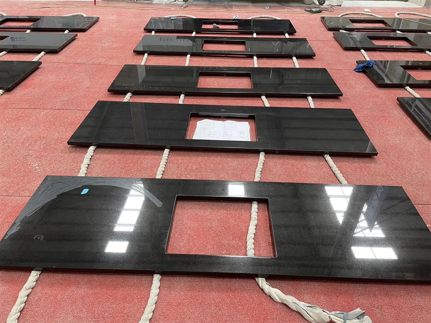 Absolute Black Marble Or Granite Stone Ready Made Prefab Kitchen Island