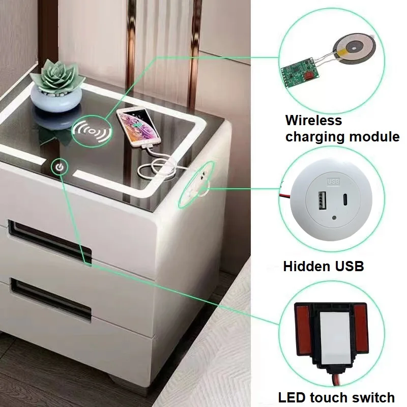 Smart Bedside Table Embedded 20W Dual-Port Fast Charging supplier