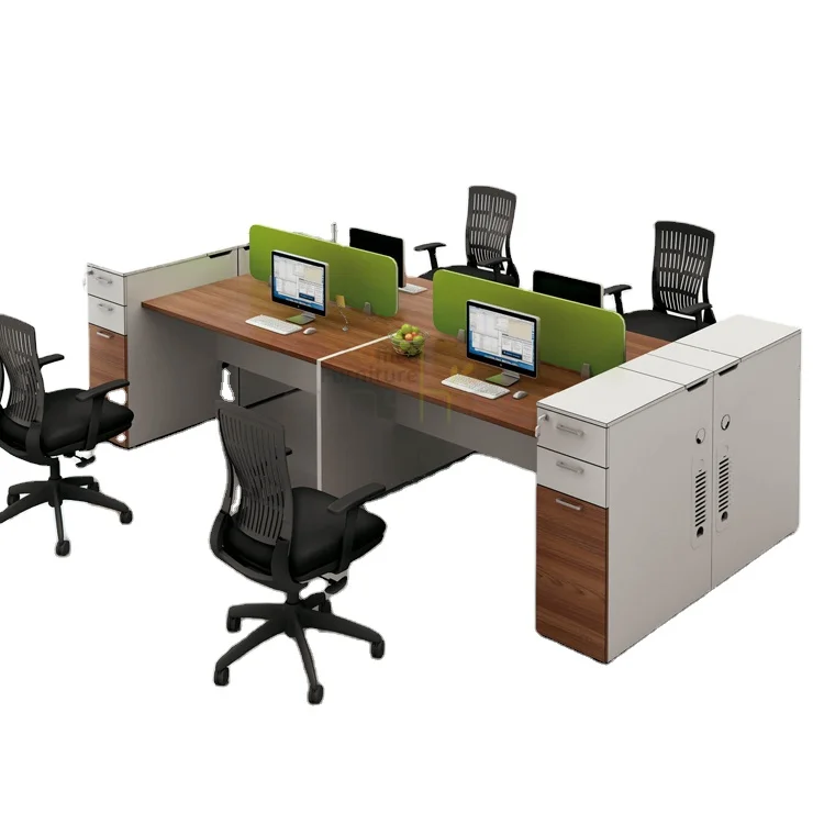 2021 Newest Selling Hot Modern Office 4 Person Space Saving Workstation and Office l Shaped Furnitur
