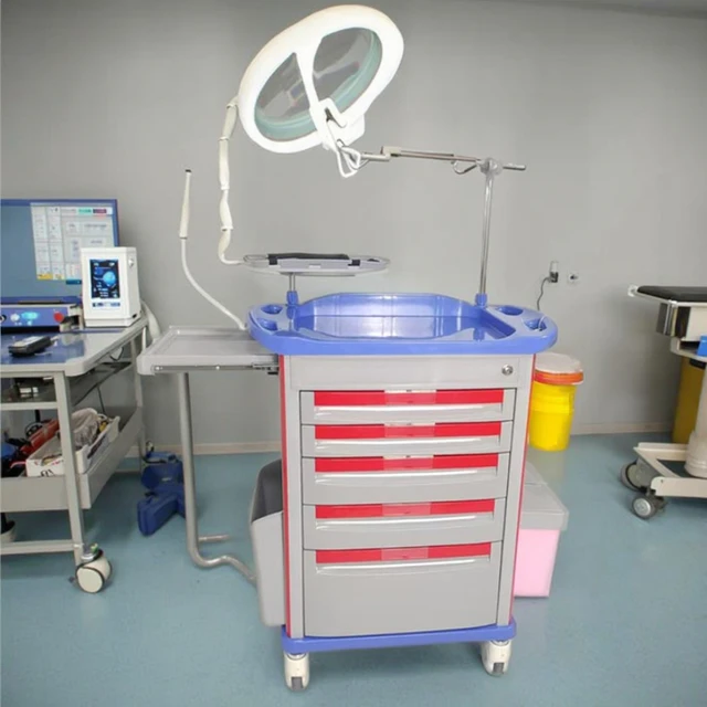 Medical Hot Selling Infusion Vehicle Emergency ABS Medical Study Cart Emergency Trolley Treatment Trolley