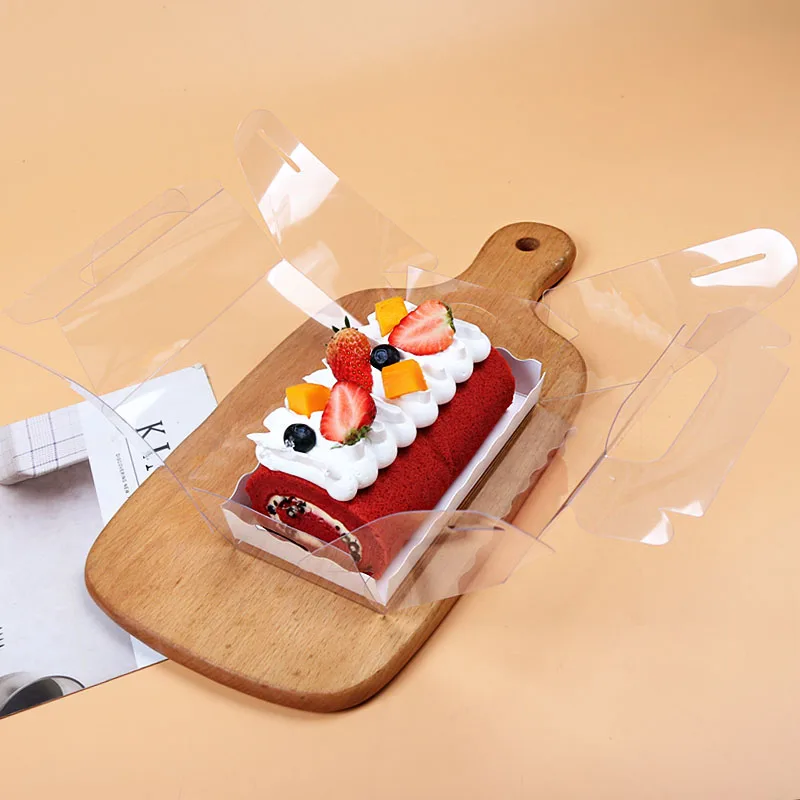 Wholesale Disposable Portable Clear Rectangular Cake Box Wedding Handmade Gift Packaging Supplies Transparent Packing Material