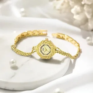 2026 GEDI New Vintage Women's Watch Tassel Bracelet Watch with a Compact and Exquisite Octagonal Design Gold Plated Bracelet
