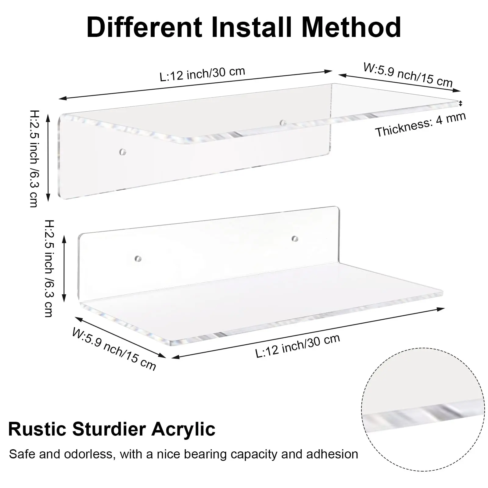 Clear Acrylic Floating Shelves Wall Display Shelf Invisible Acrylic Book Shelves For Bedroom