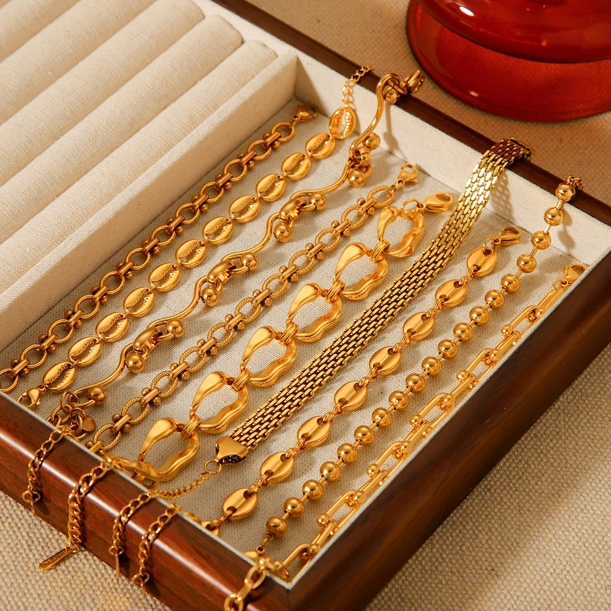 Handmade 18K Gold-Plated Stainless Steel Bracelet for Women Trendy INS Wind Chain Link Customizable Cross-Border Design Durable