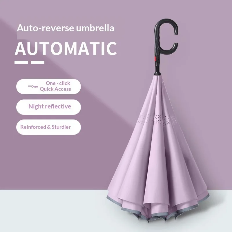 German-style C-shaped Long-handled Inverted Umbrella Automatic Double-layer Large-sized Breathable Reinforced Wind-resistant preview 2