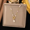 Irregular pearl pendant on OT stainless steel necklace