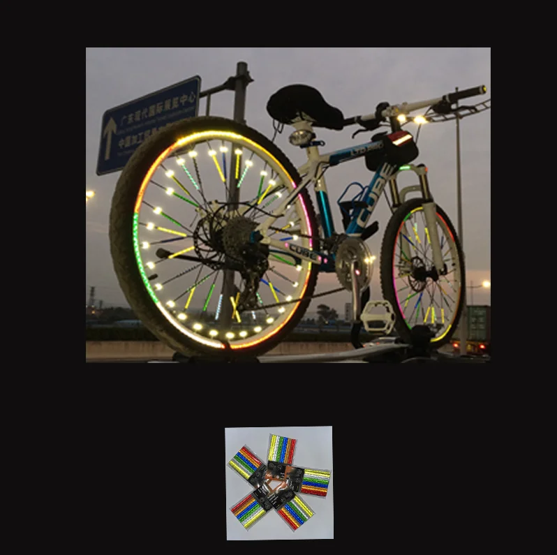 Оптовая продажа Светоотражающая полоса для обода колеса велосипеда спицы самоклеящиеся отражающие наклейки украшения мотоцикла