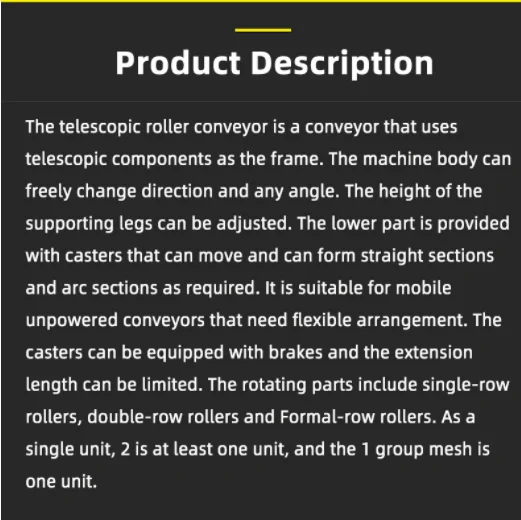 conveyor system Flexible Gravity Skate Wheel Extendable Conveyor roller conveying for Efficient Package Handling